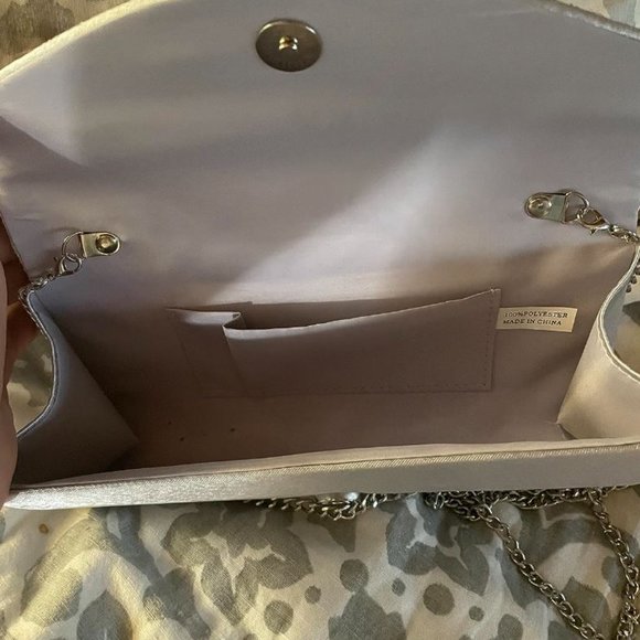 Evening Clutch Crossbody Bag Silver Purse Wedding Handbag Party Prom Bridal Gift - Picture 4 of 6